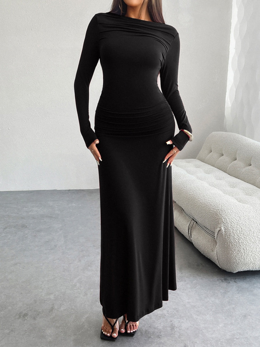 Liber Autumn Women's Solid Color Midi Dresses