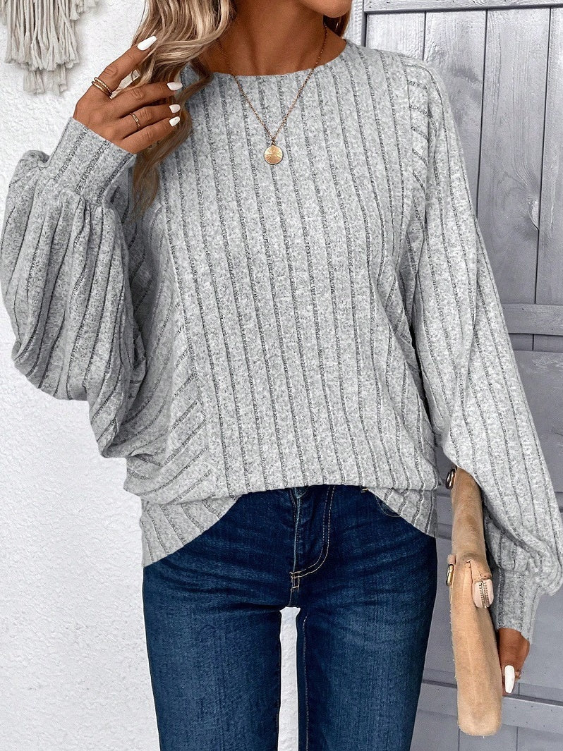 Leisure Hood Batwing Shirt Crew Neck Long Sleeve Knitting T-shirts