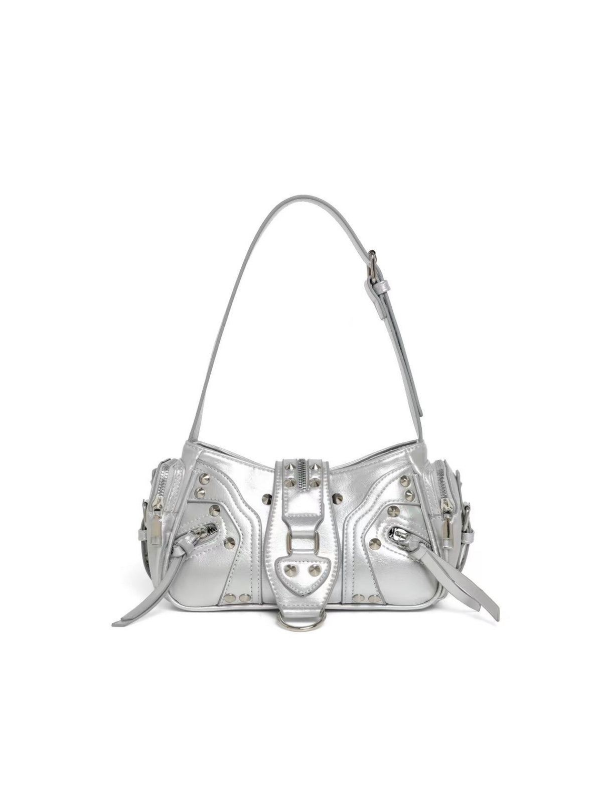 Stylish Leopard Print Edgy Biker Studded Shoulder Bag