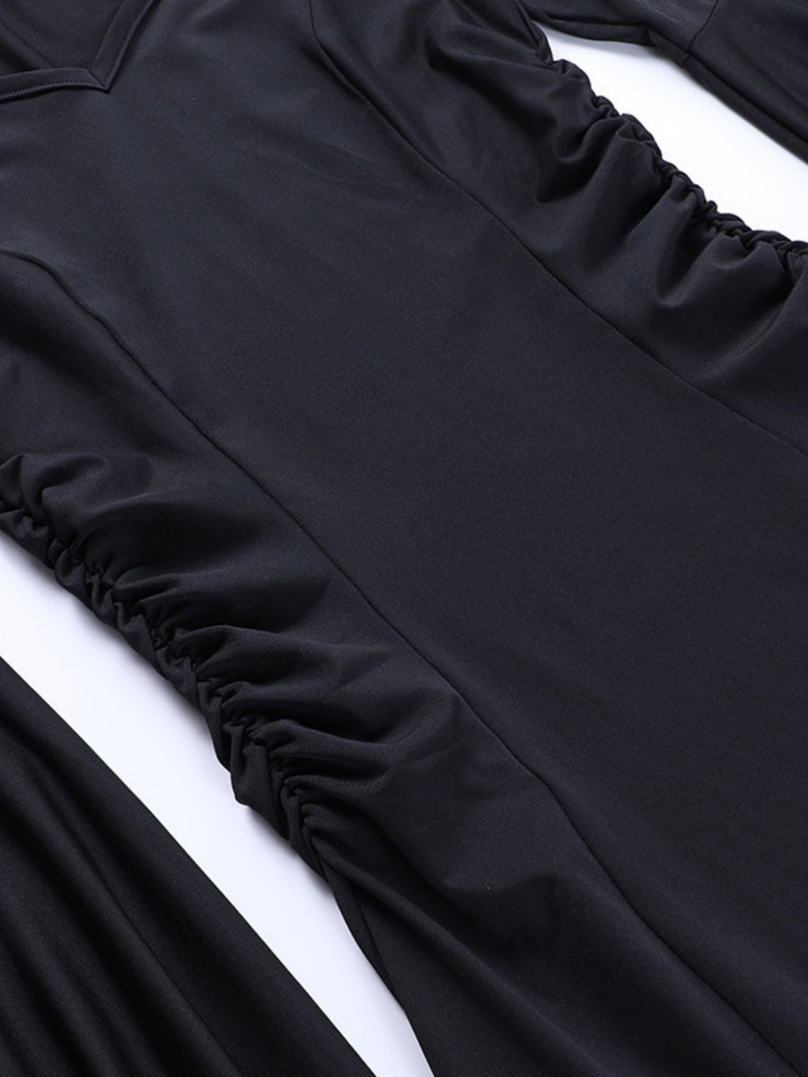 Batwing Sleeves Slim Fit Black Maxi Dresses
