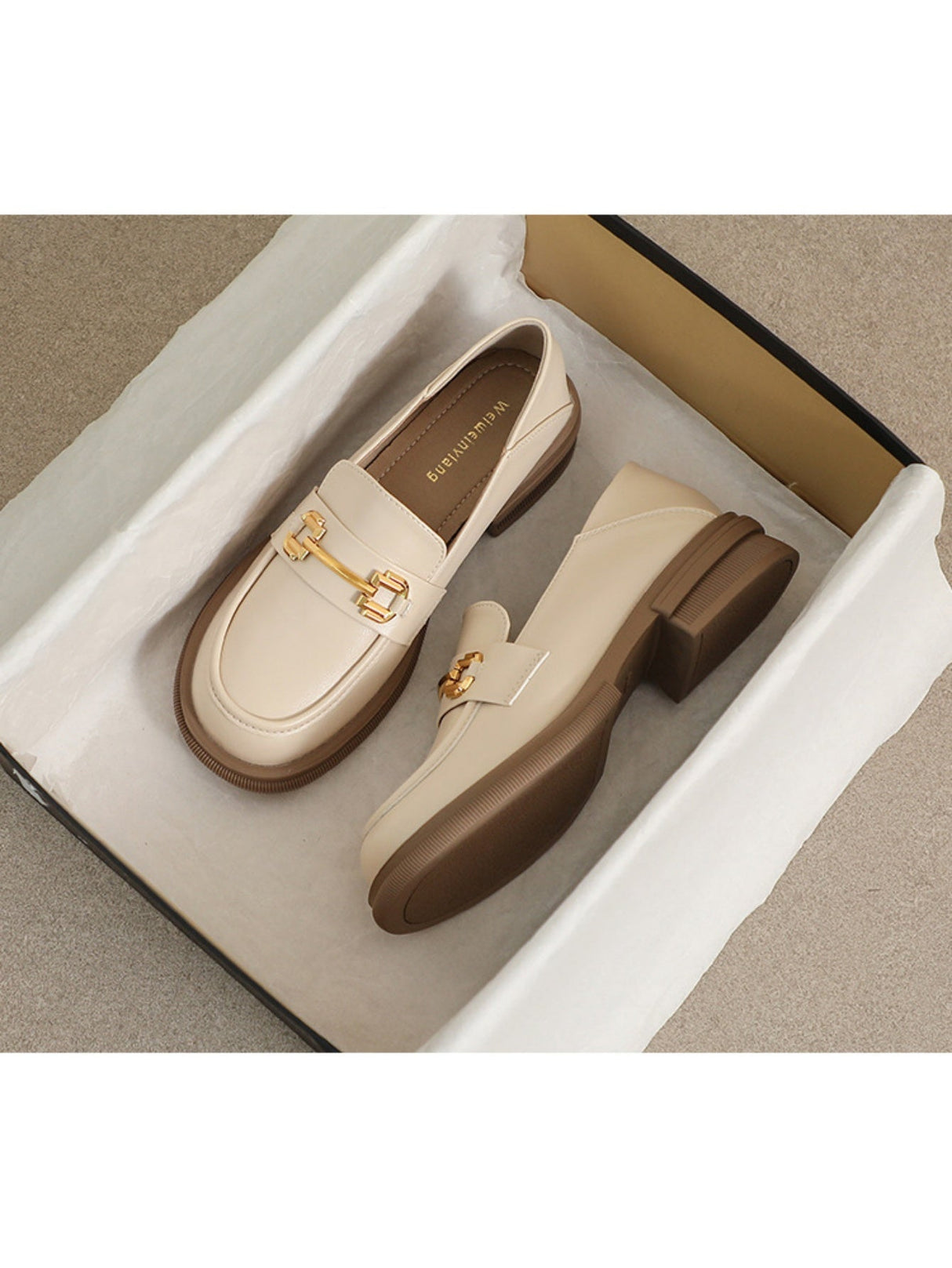 Liber Spring and Autumn Thick-soled Metal Buckle Women's Loafers