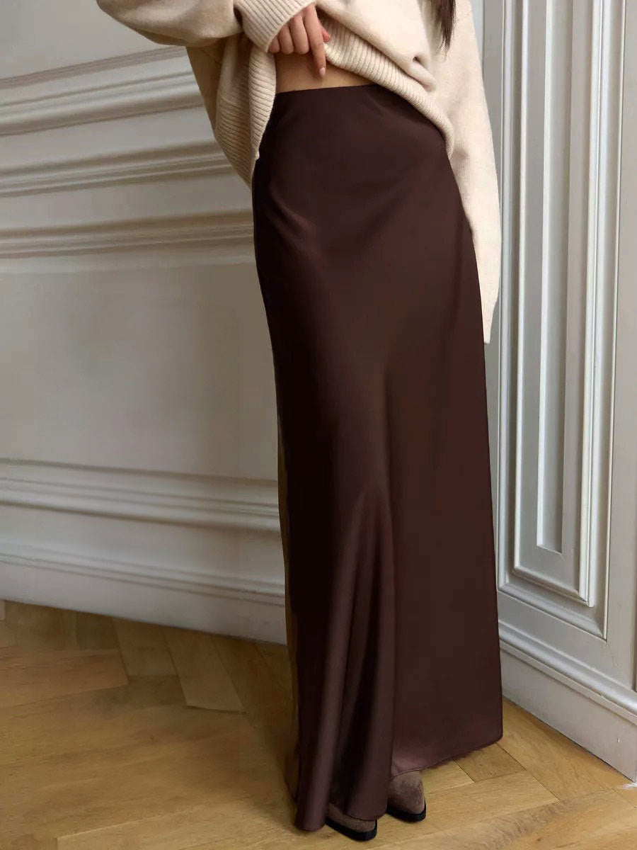 Fishtail Satin Long High-Waisted Bodycon Floor-Length Fishtail Skirt