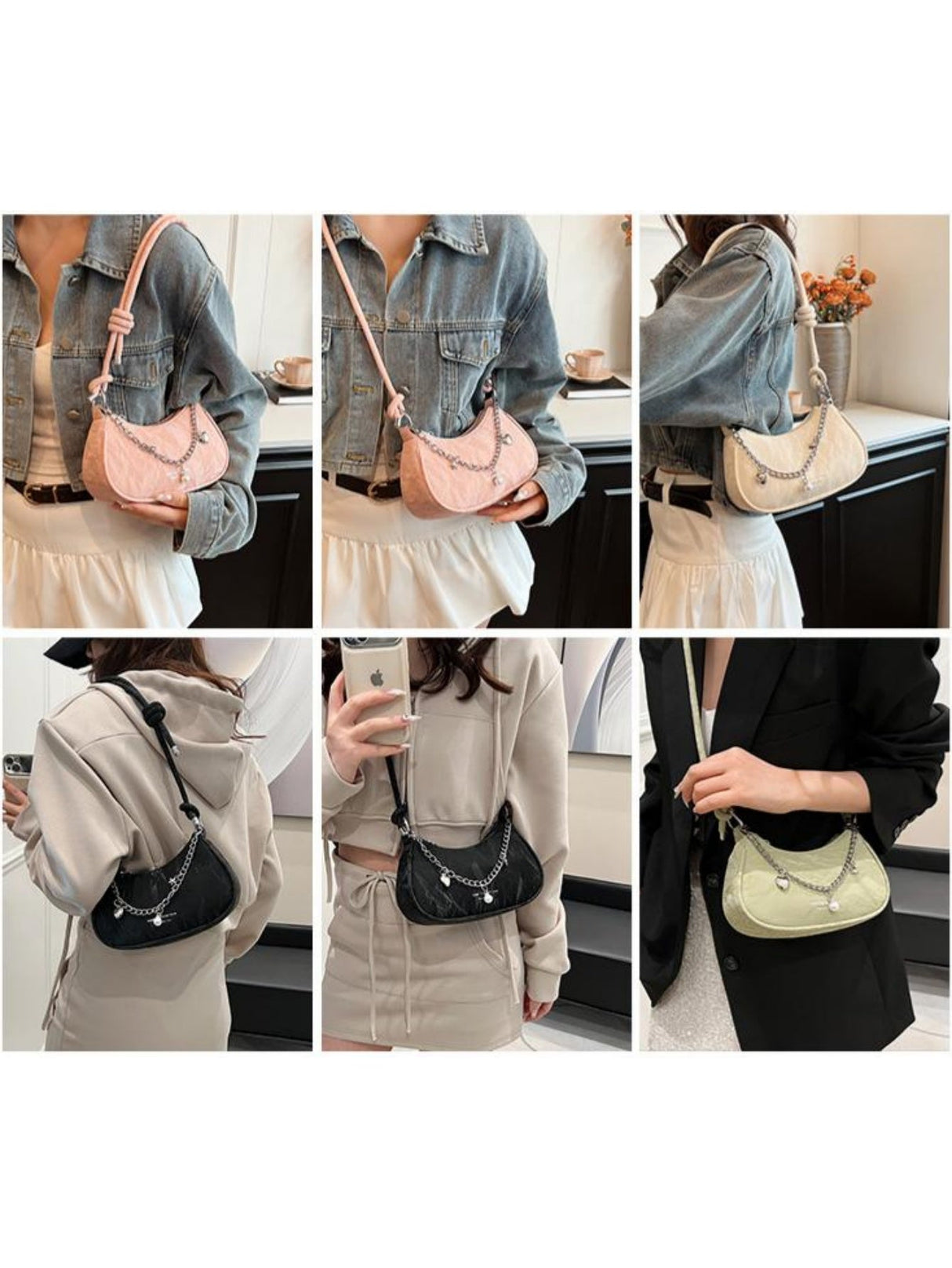 Heart-shaped Metal Chain Crossbody Bag