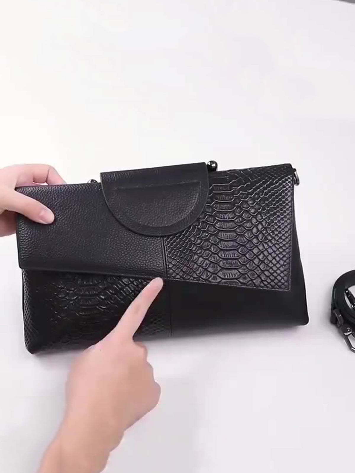 Snake-print Color-block Clutch/crossbody Bag