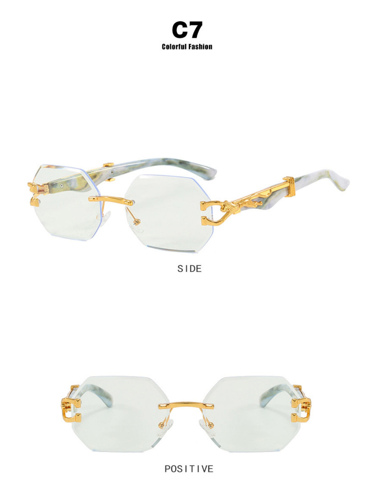 Metal Frameless Polygonal Sunglasses