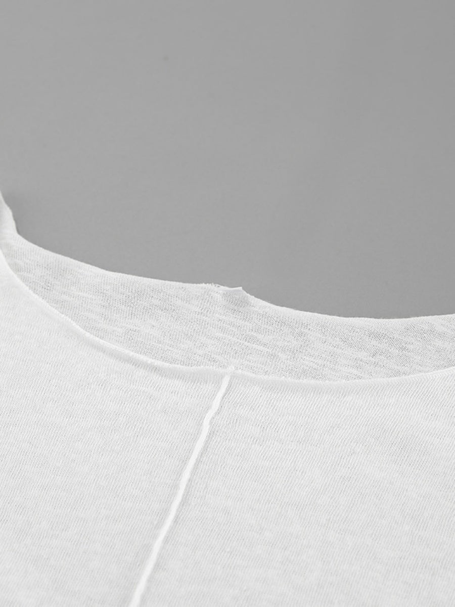 Liber Autumn Women's Splicing Solid Color Long sleeve Crew Neck T-shirts