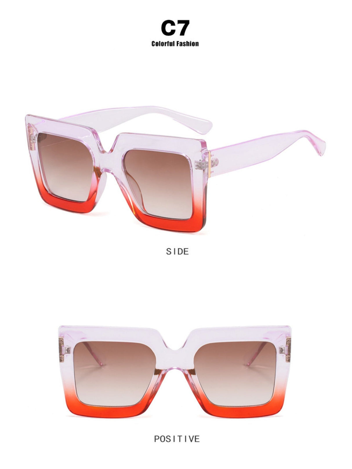Farbblockierte, quadratische, übergroße, stylische Brille