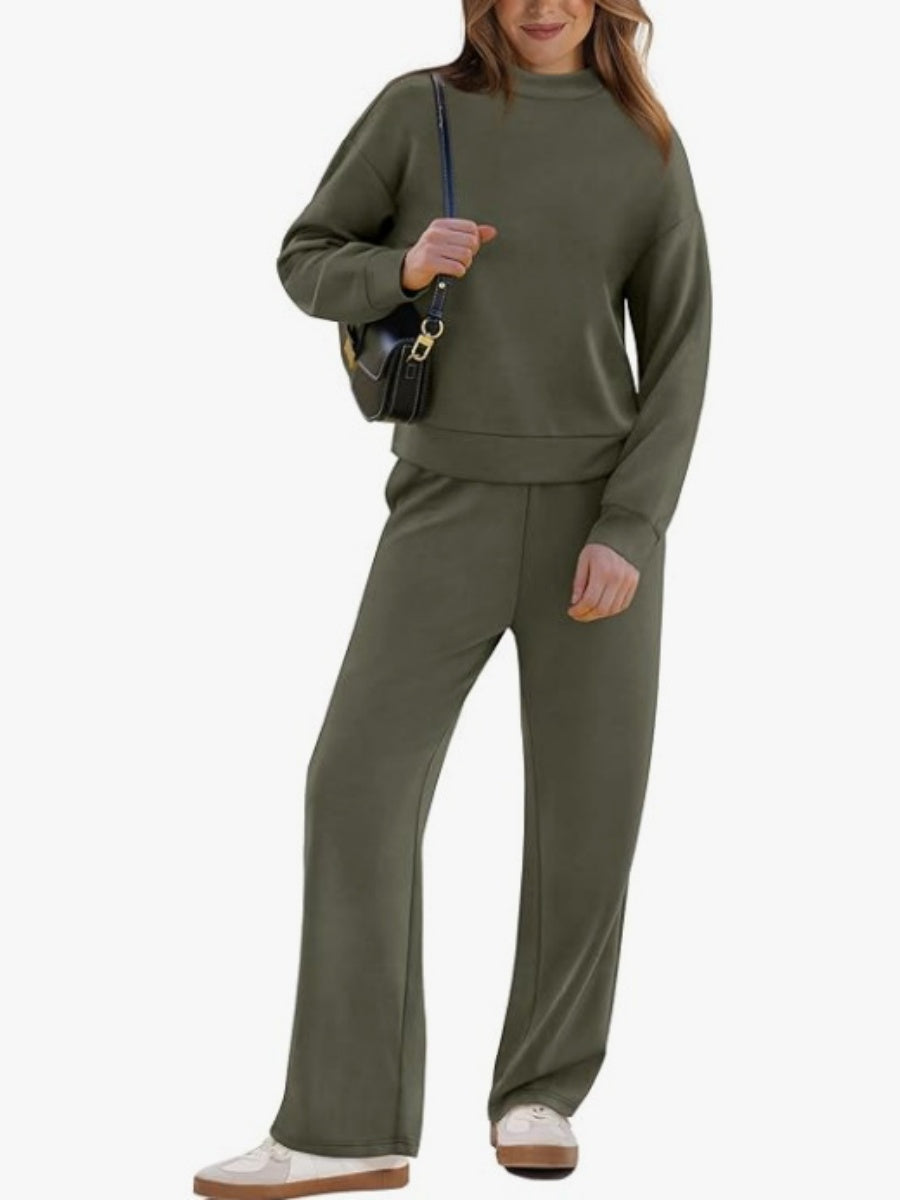 Sports Casual Suit Long-sleeved Pullover Sweatshirt Wide-leg Pants 2-piece Sets