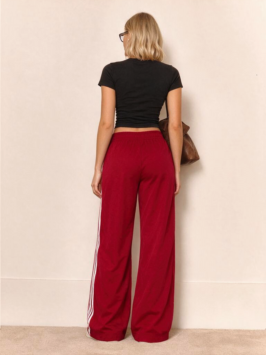Casual Loose Striped Wide-leg Sweatpants