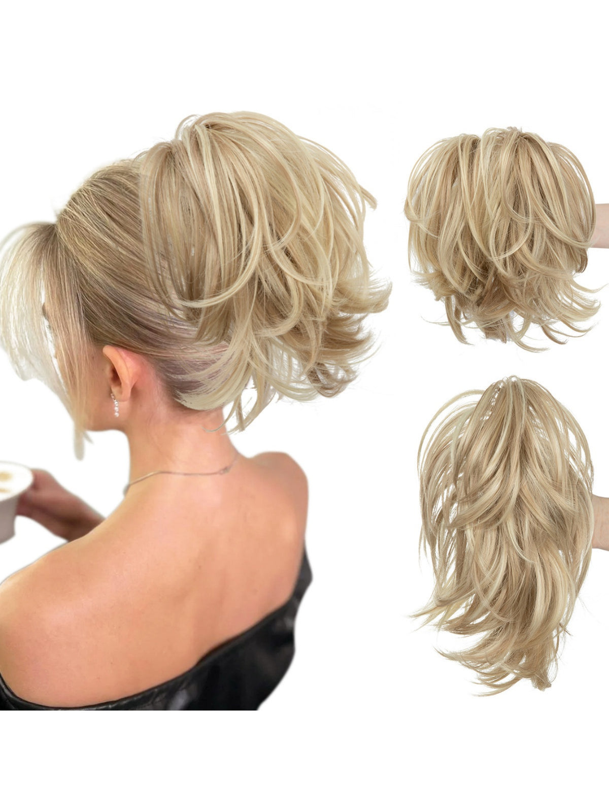Short, Curled Ponytail Wig With Clip