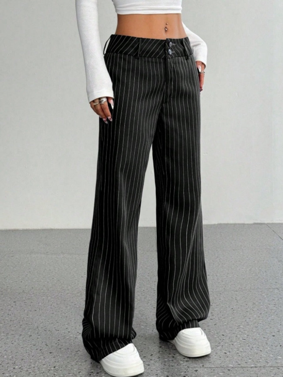 Slim Fit Stripes Trumpet Pants