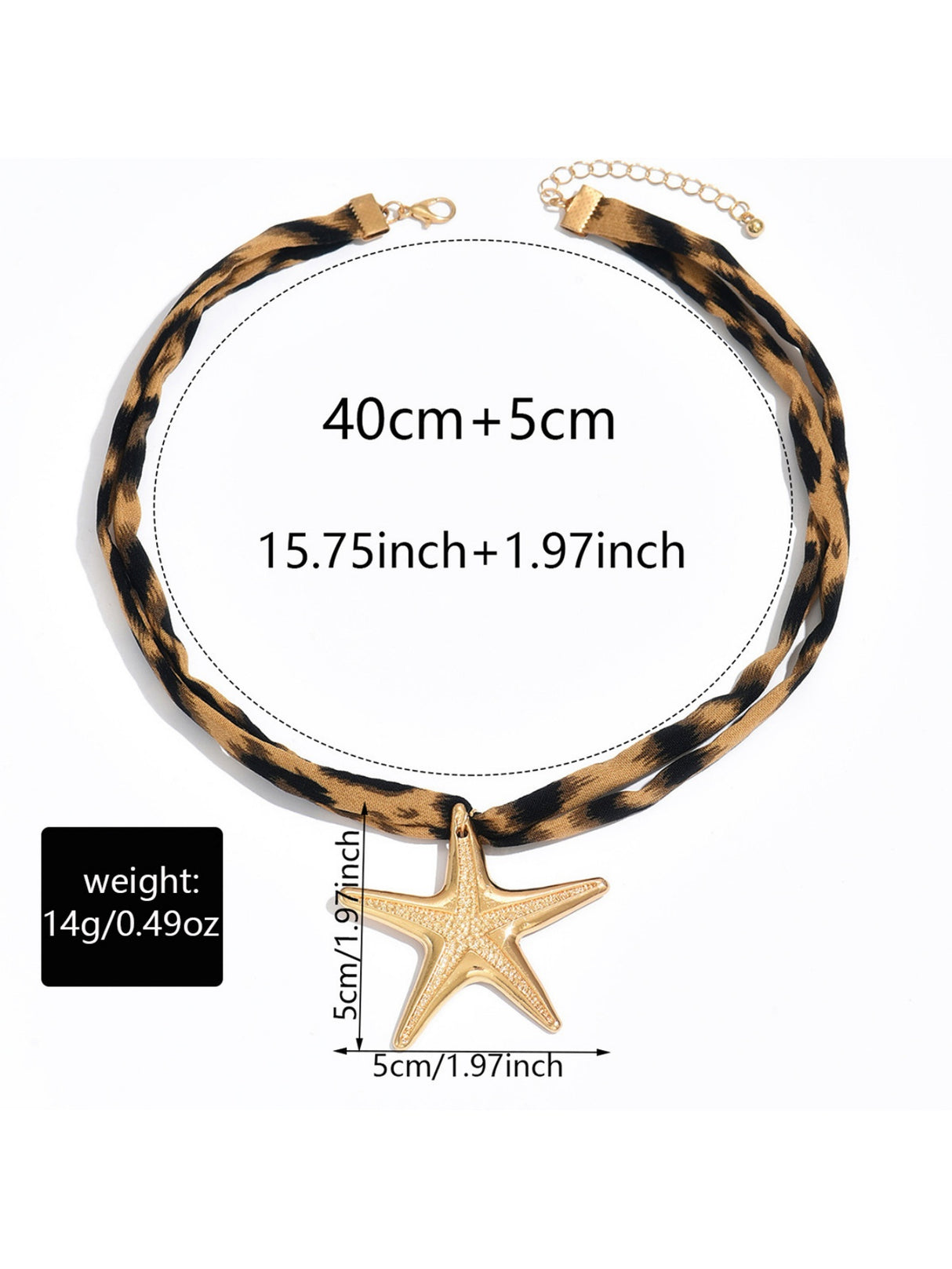 Leopard Print Seashell Starfish Necklace