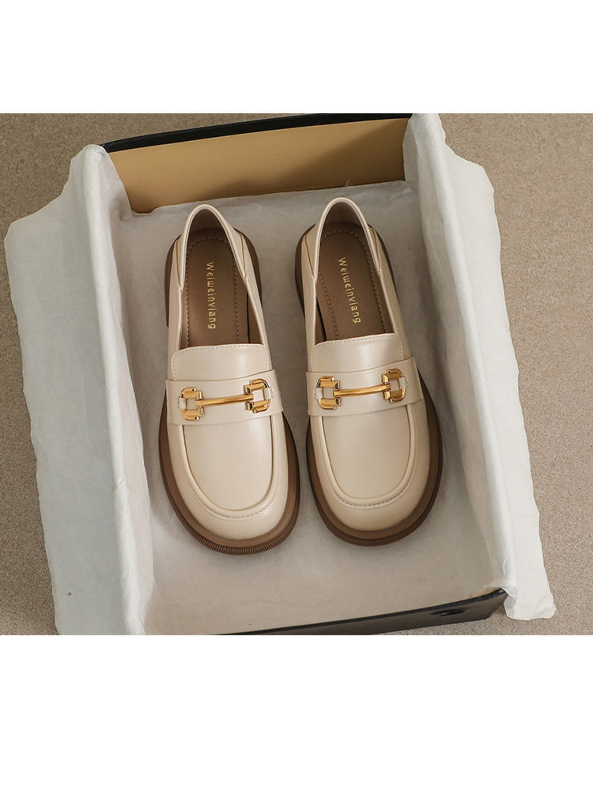 Liber Spring and Autumn Thick-soled Metal Buckle Women's Loafers