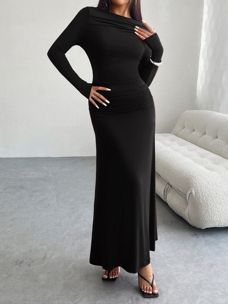 Liber Autumn Women's Solid Color Midi Dresses