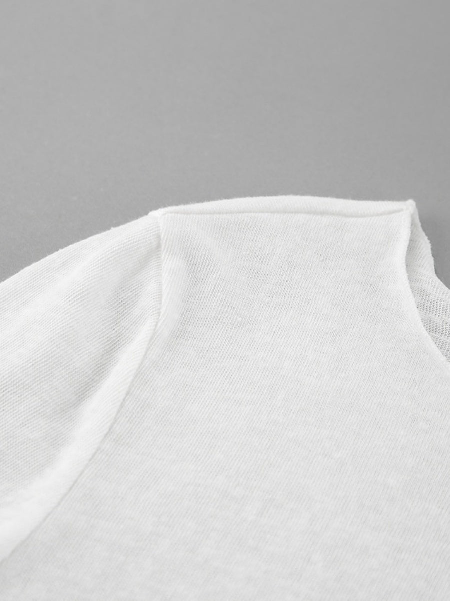 Liber Autumn Women's Splicing Solid Color Long sleeve Crew Neck T-shirts