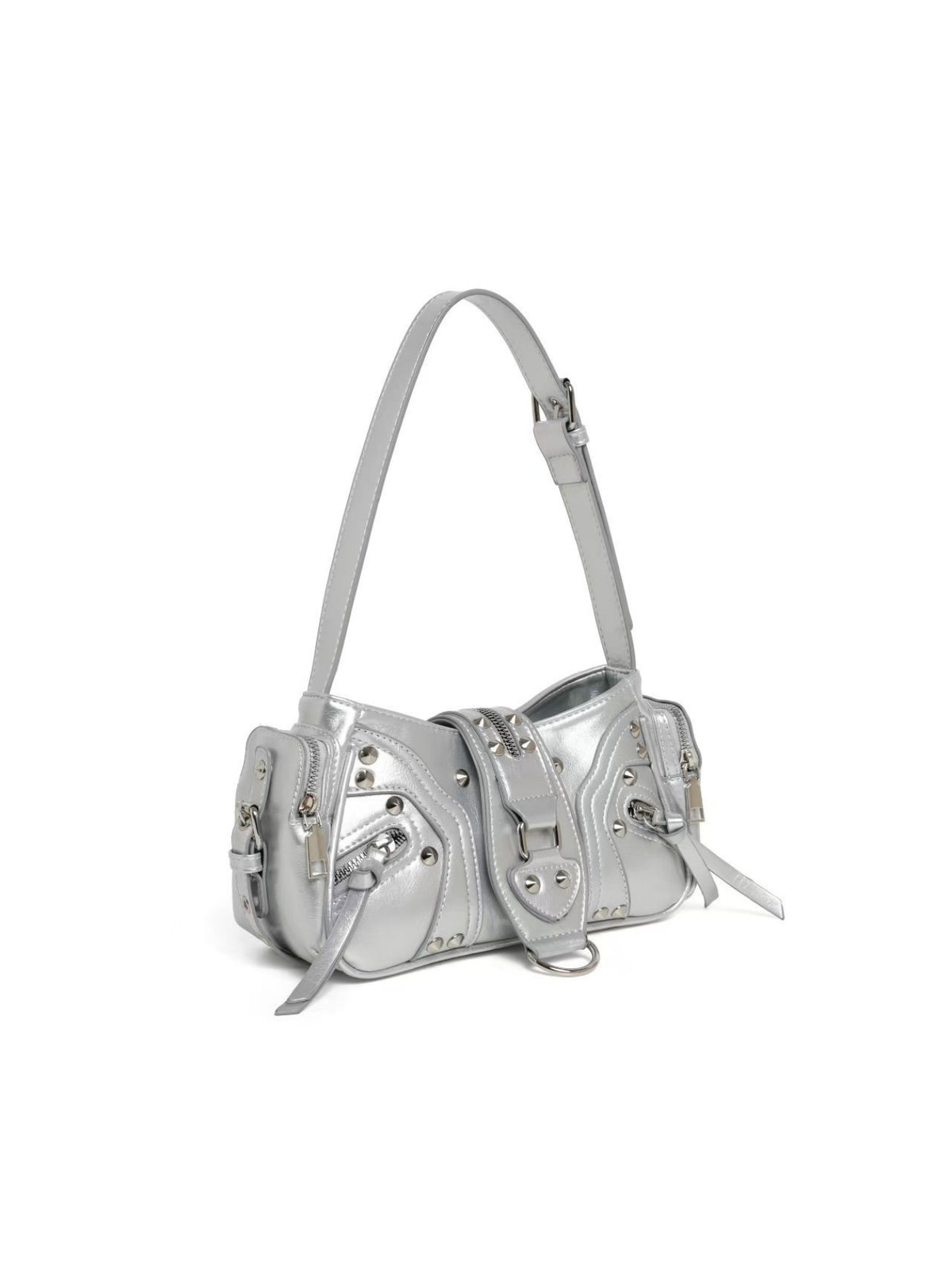 Stylish Leopard Print Edgy Biker Studded Shoulder Bag
