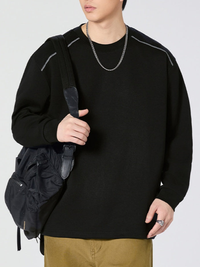 Crew Neck Loose-fit Sweatshirts&Hoodies