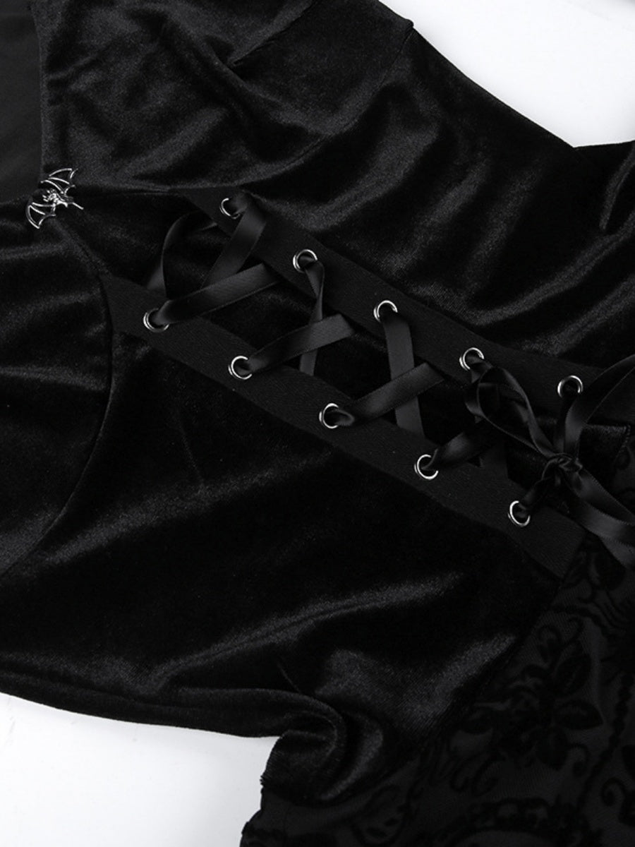 Batman Plants And Flowers Bandage Dark Style Flocking Mini&Short Dresses