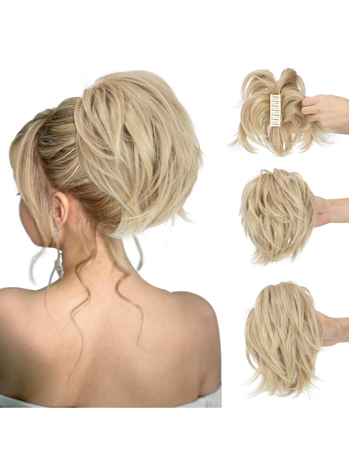 Short, Curled Ponytail Wig With Clip