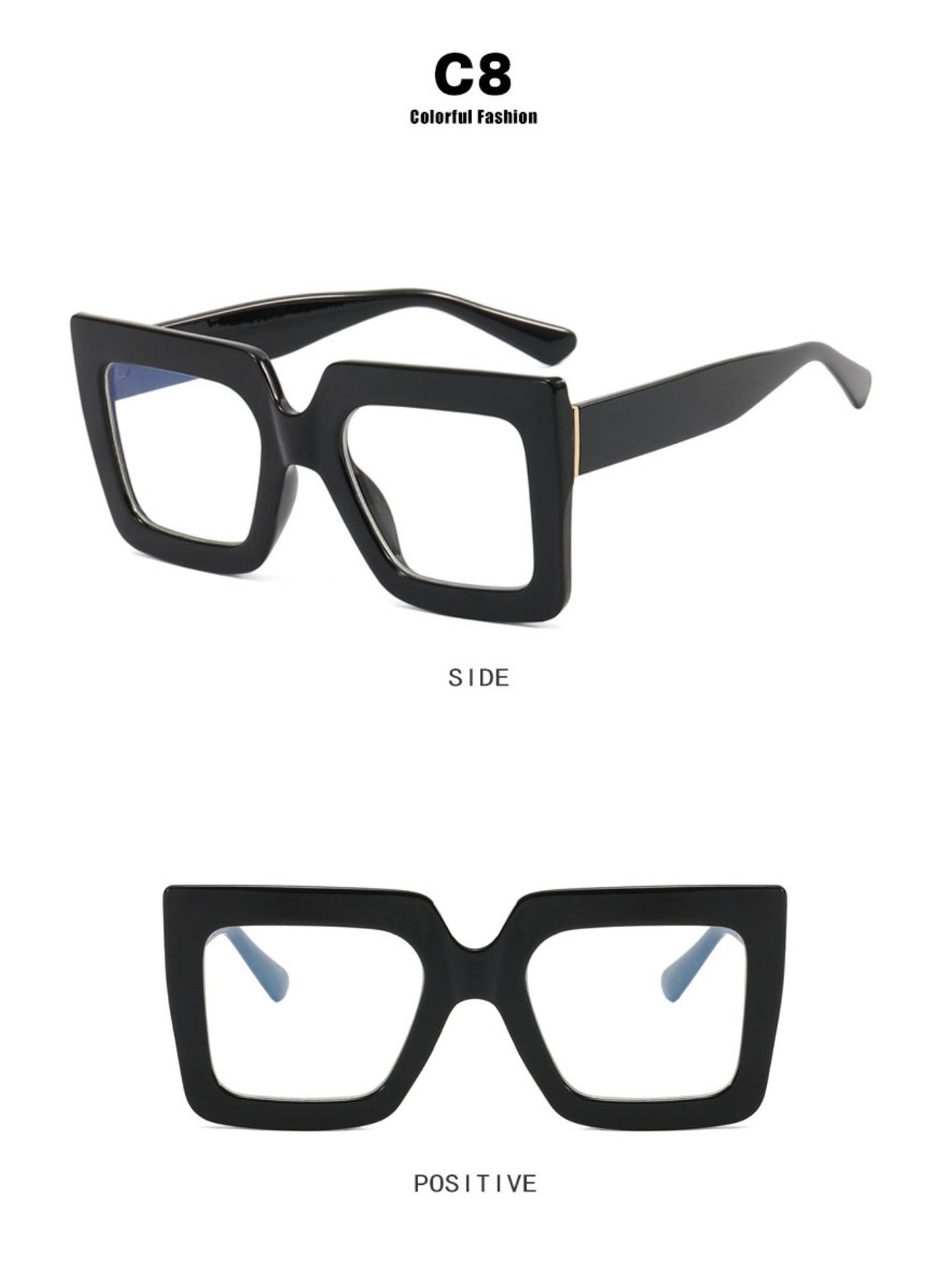 Farbblockierte, quadratische, übergroße, stylische Brille