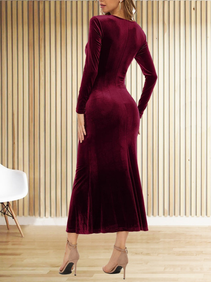 Robes maxi en velours à col V