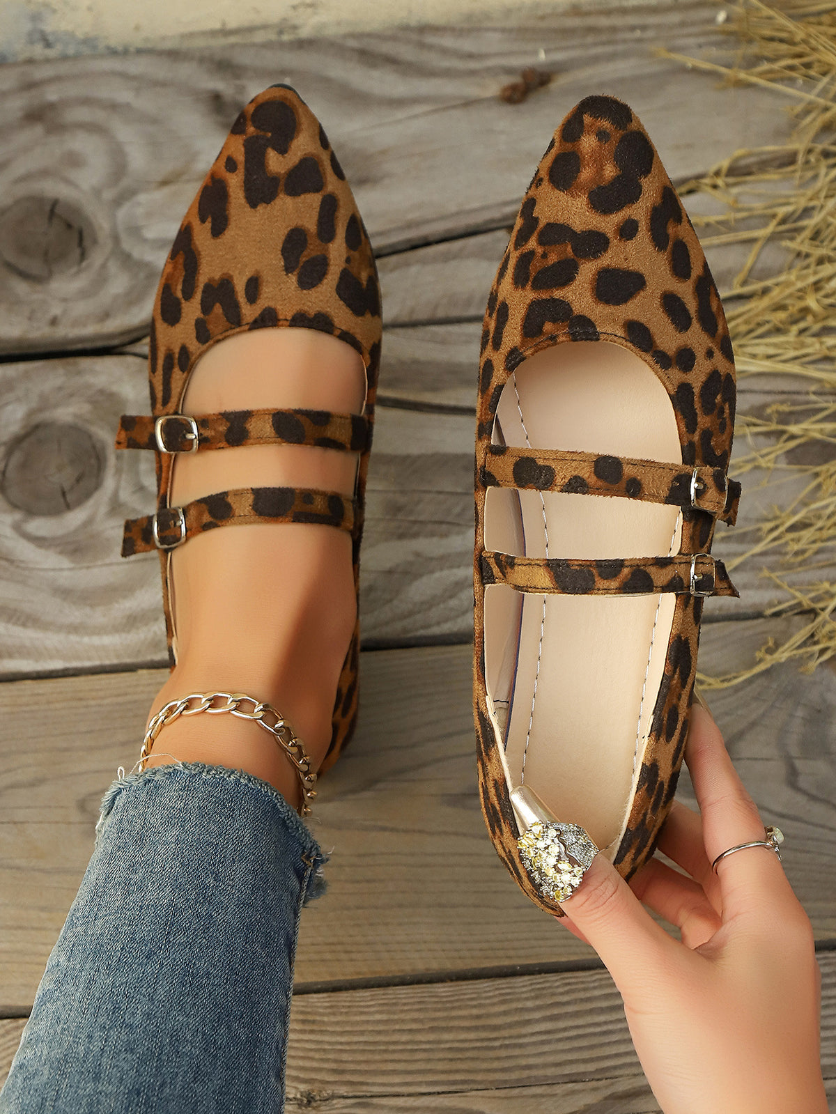 Leopard Print Mary Jane Flats