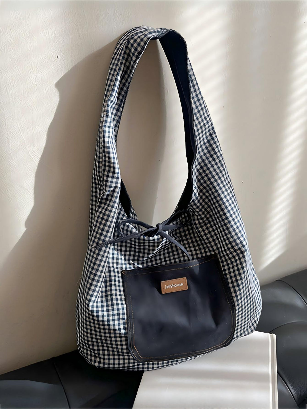 Denim Plaid Reversible Versatile Commuter Shoulder Bag