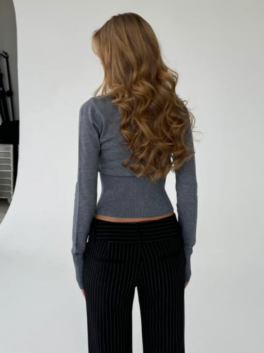 Slim-fit Knit Base Layer Sweater Knit Long-sleeved Cardigan