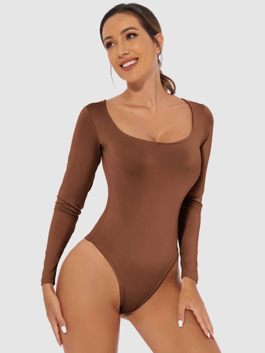 Slim Fit U-neck Long Sleeve Slimming Bodysuit