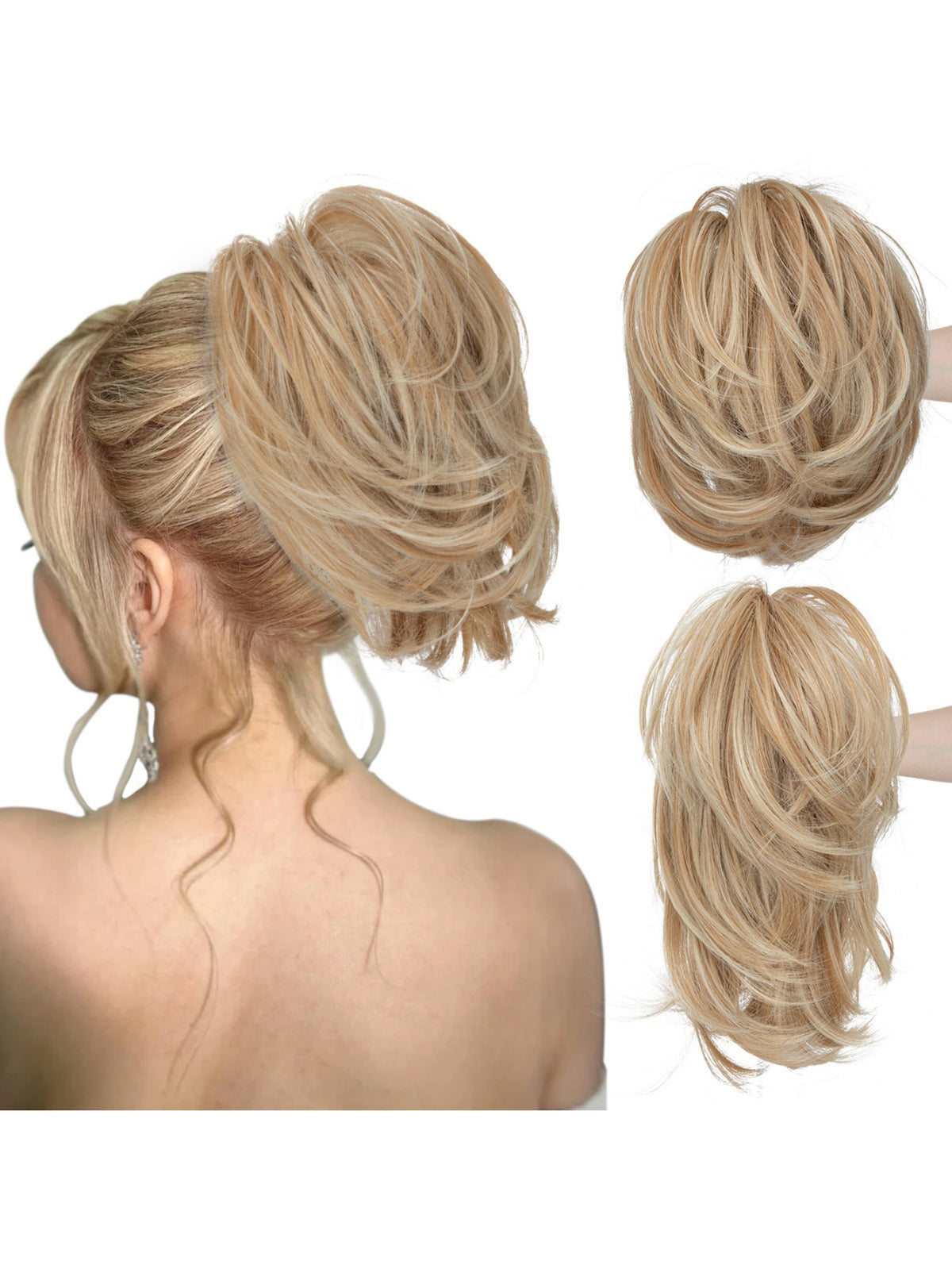 Short, Curled Ponytail Wig With Clip