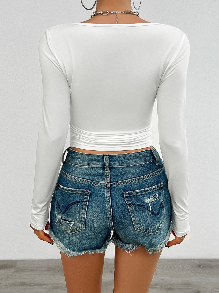 Simplicity Buttons Long Sleeve T-shirts