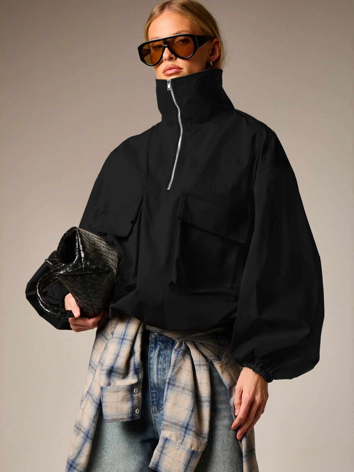 Workwear Style Long-sleeved Coat