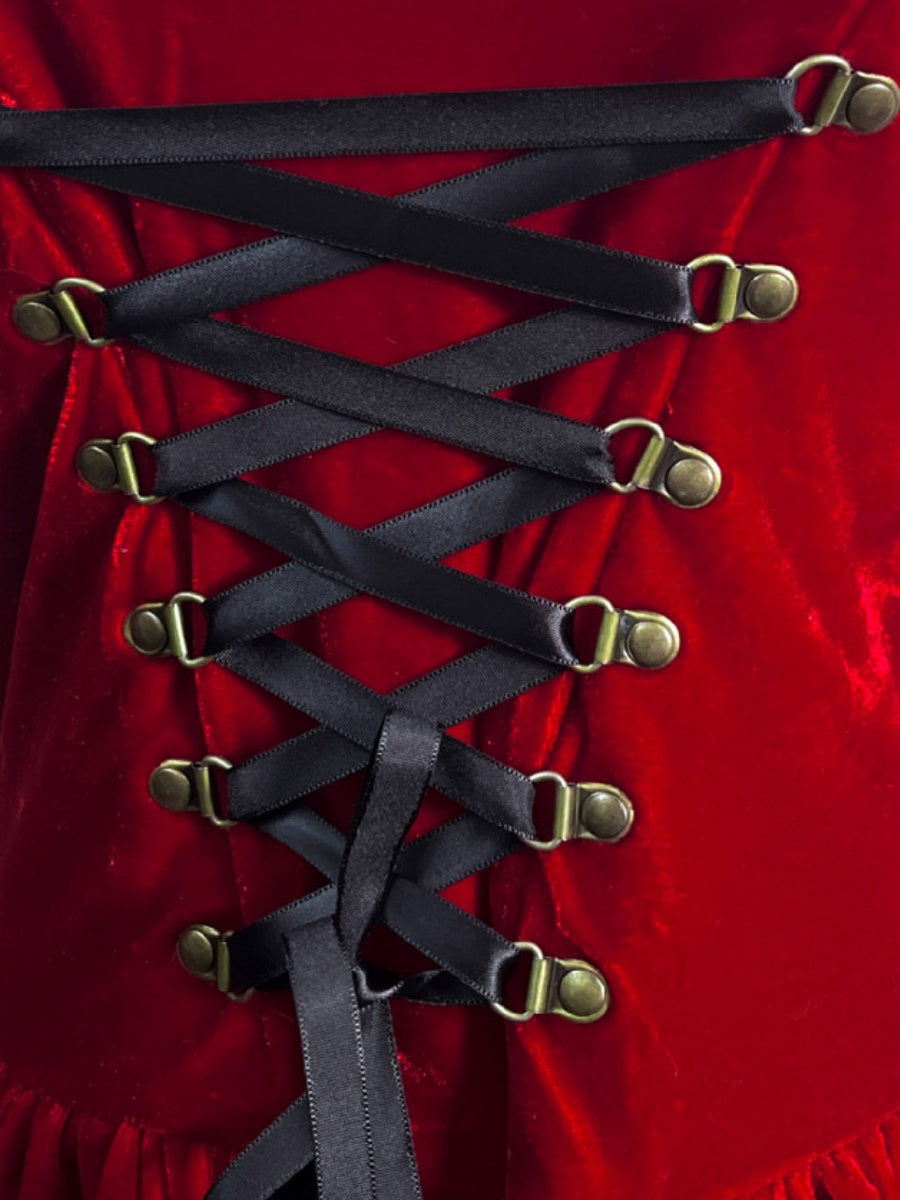 Christmas Red Plush Dress And Denim Hat 2-piece Sets