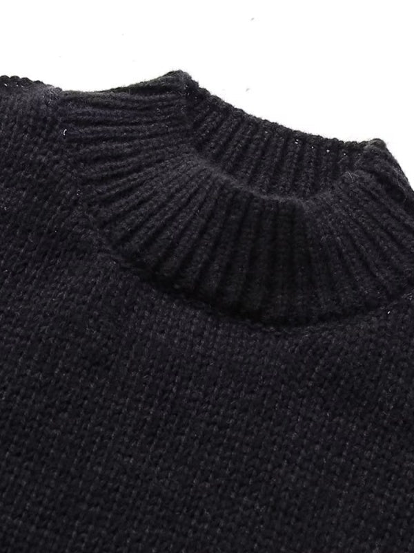 Medium high collar Splicing Sweaters