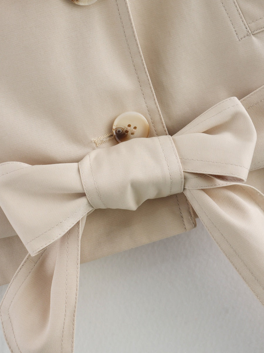 Lace up Buttons Short Trench Coats