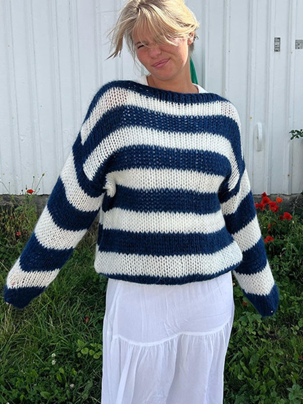 Stripes Crew Neck Sweaters
