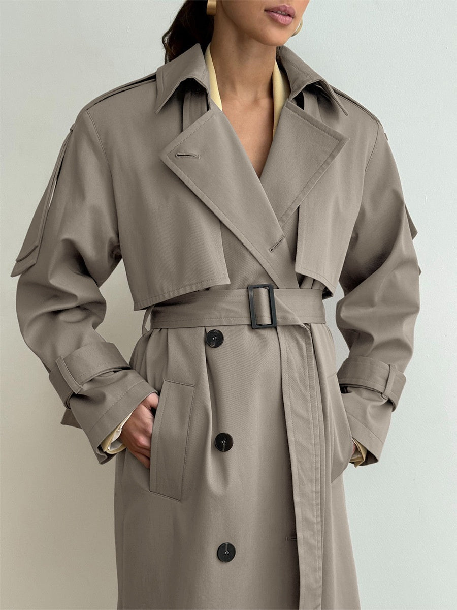 Pure Cotton Retro Loose Belted Trench Coat