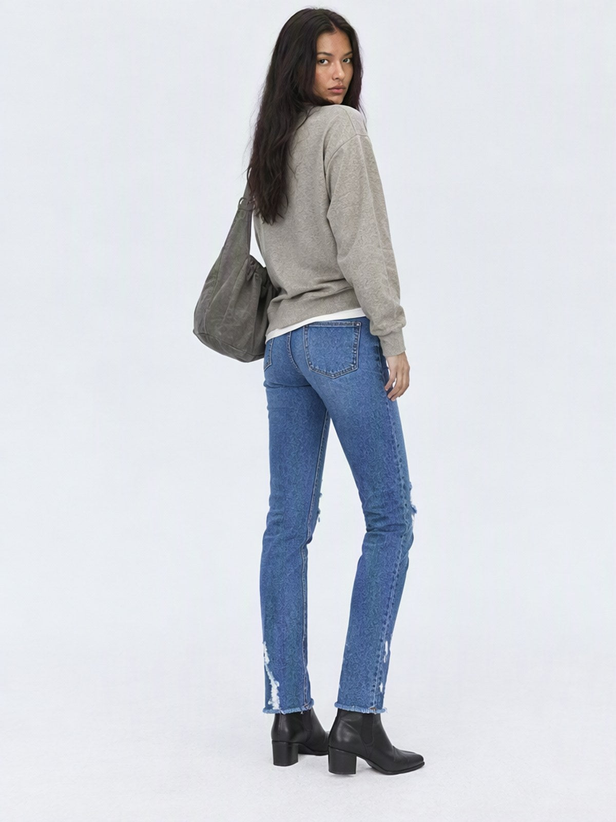 Washed Hole Stretch High-waisted And Slimming Pencil Pants Jeans