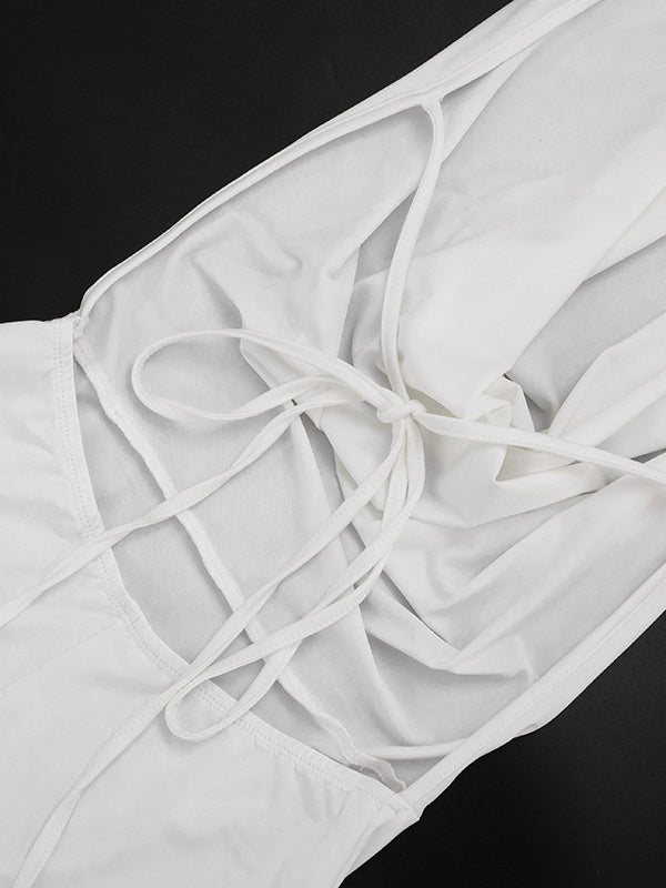 A-line, Backless, Drawstring Bodysuit