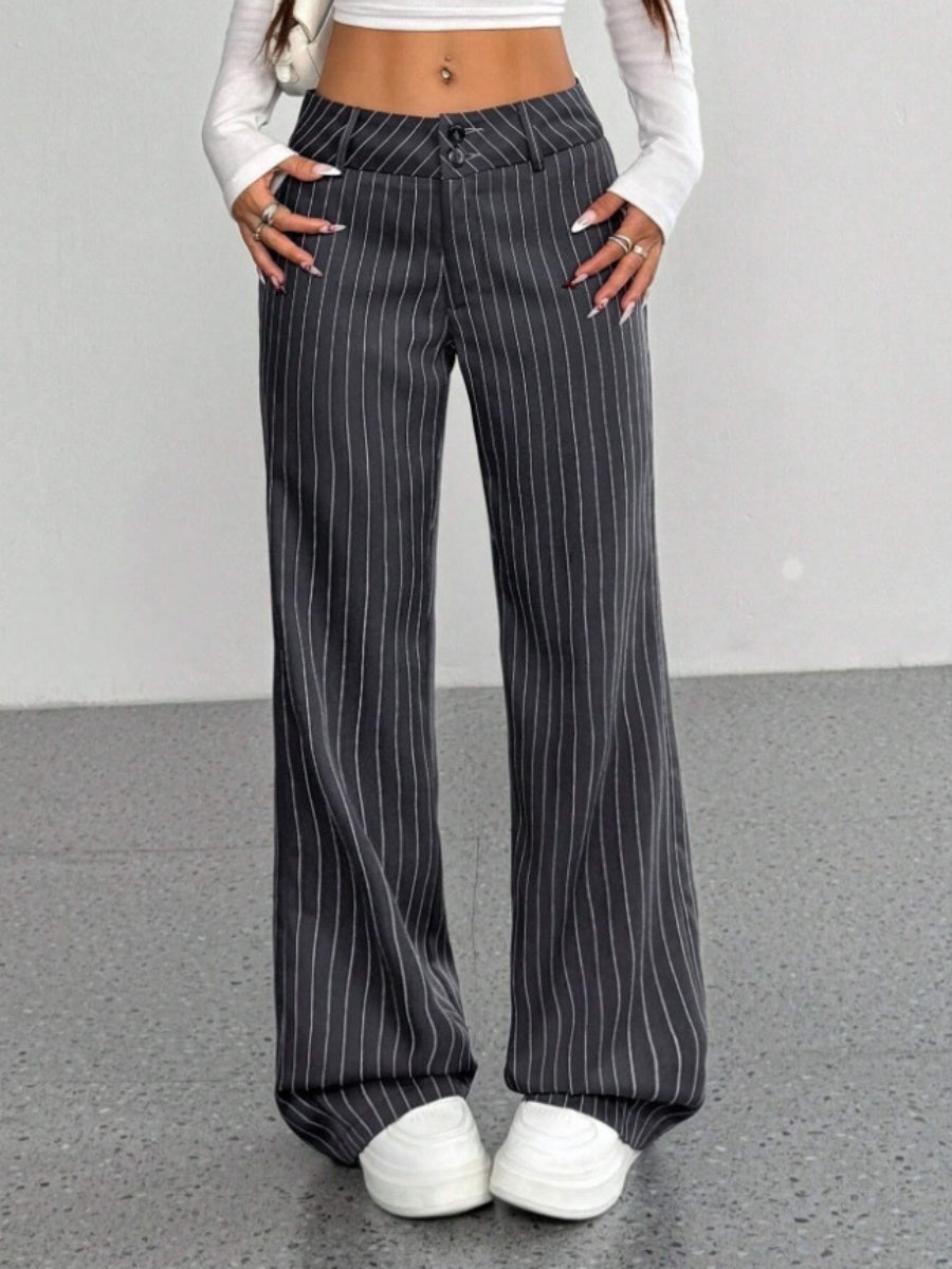 Slim Fit Stripes Trumpet Pants