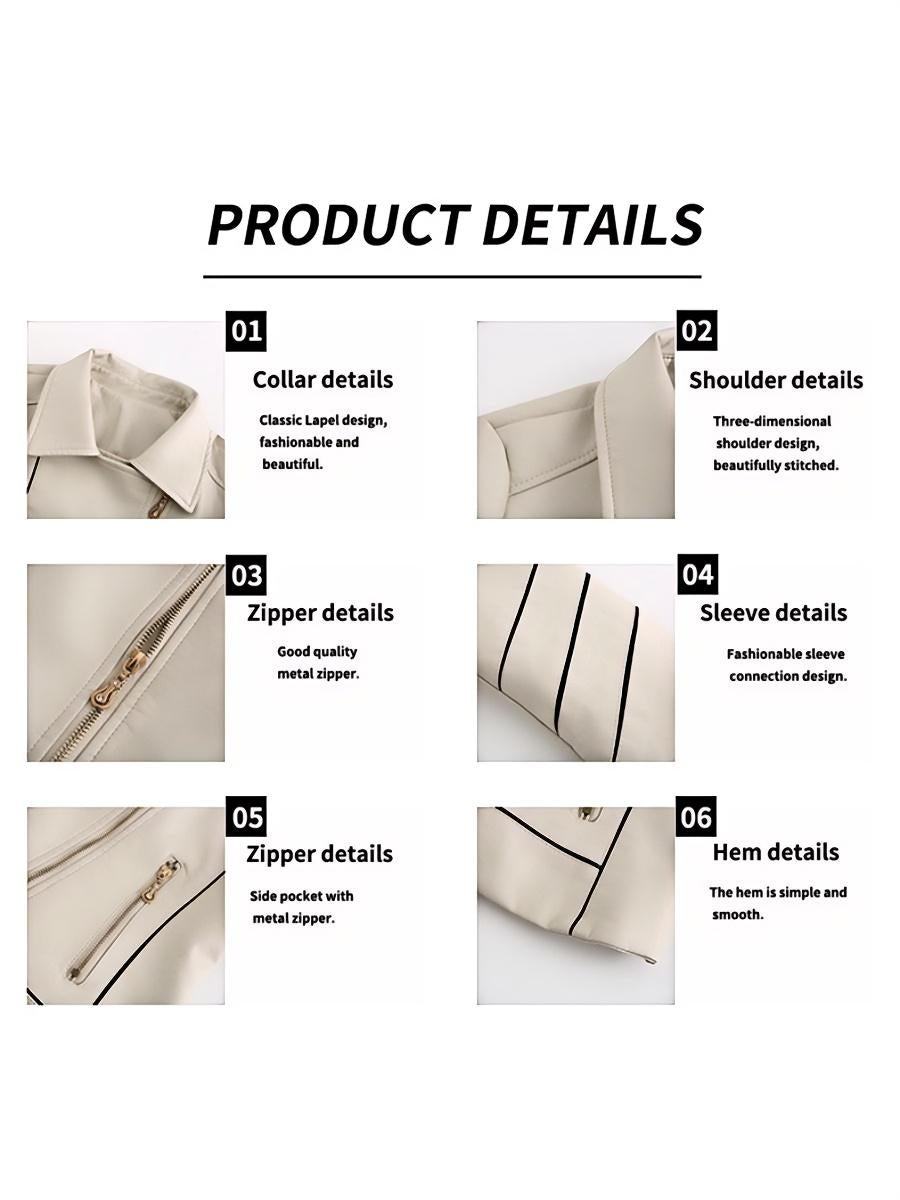 PU Leather Contrasting Colors Short Jacket