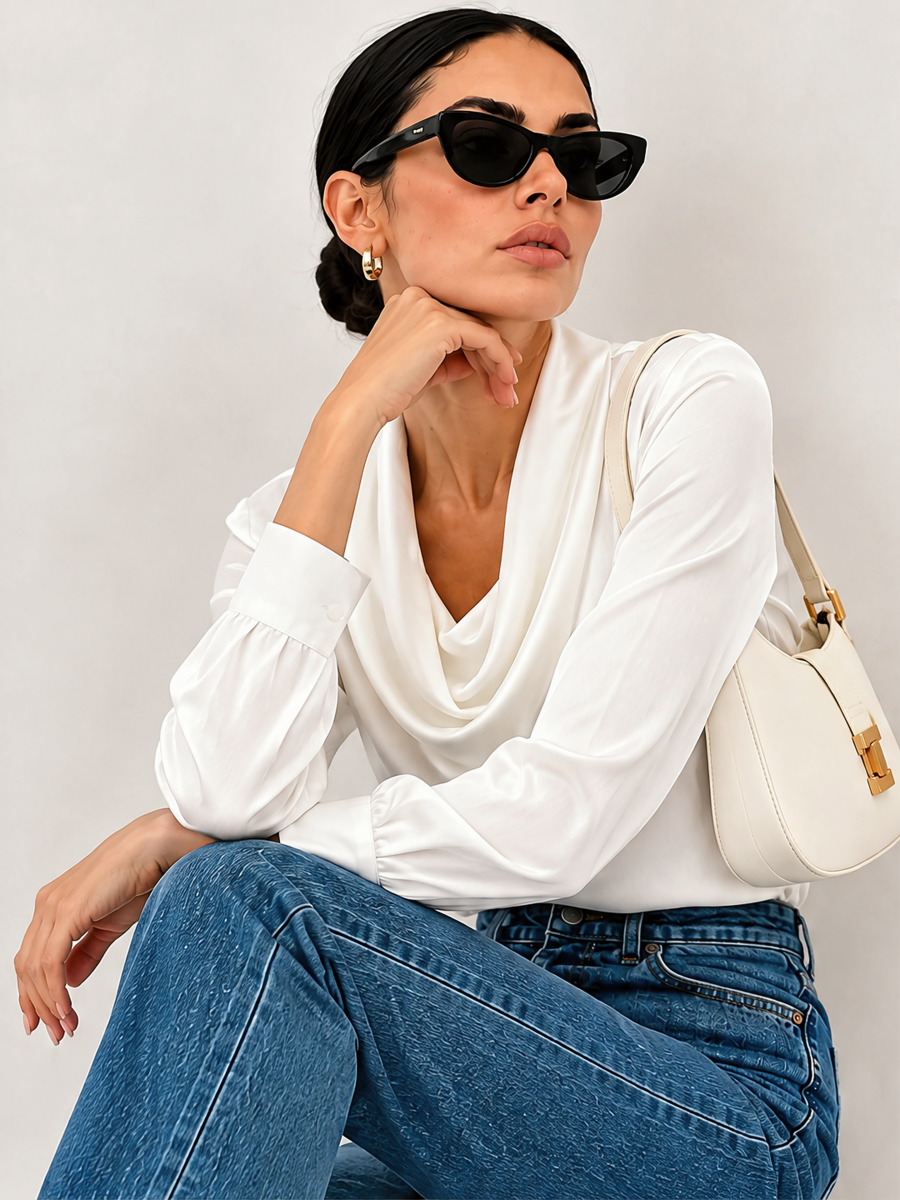 Solid Color, Simple, Long-sleeved Collar Blouse&Shirts