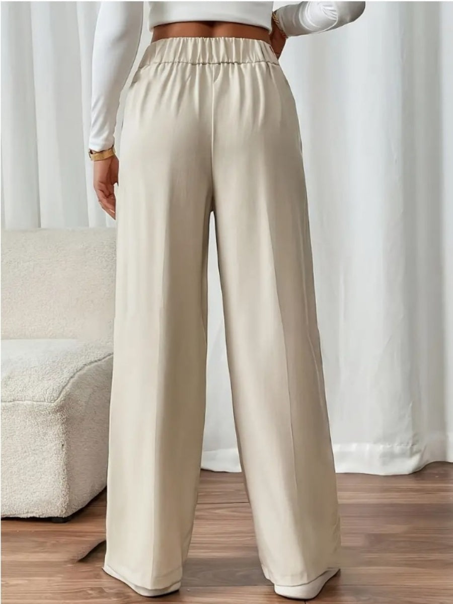 Casual High-waisted Loose Straight leg Pocket Pants
