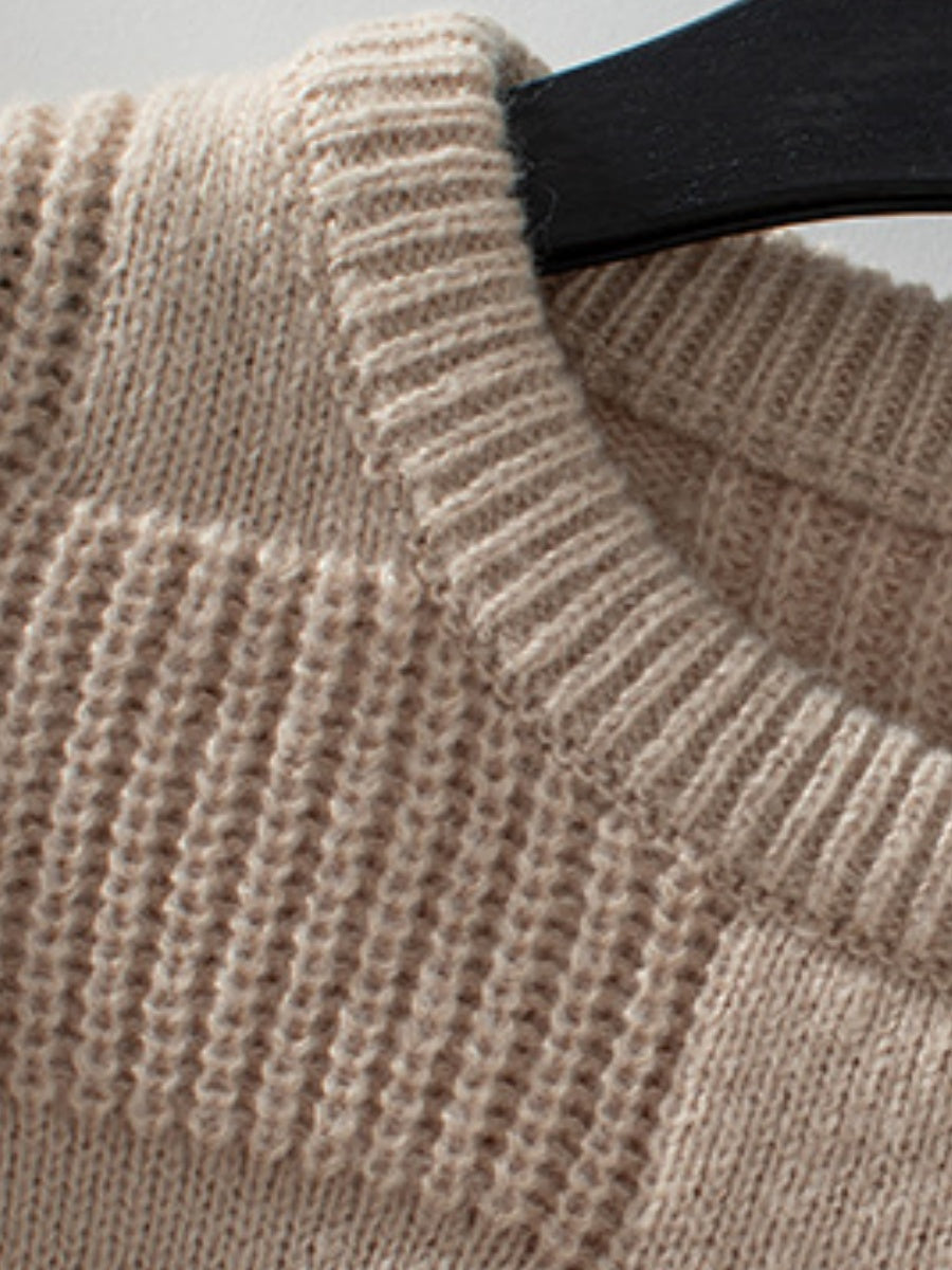 Loose Crew Neck Thread Plaid Sweaters