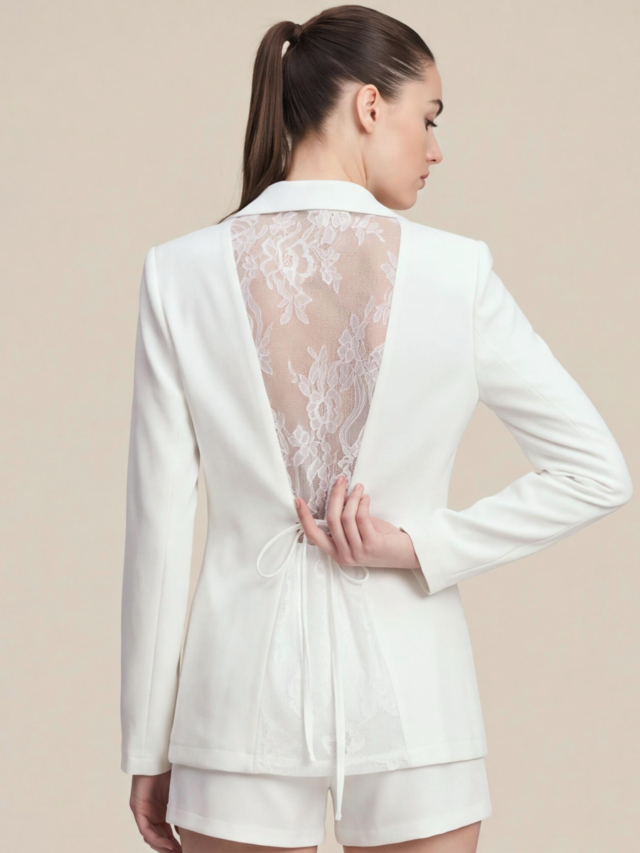 Backless Lace Solid Color Blazers