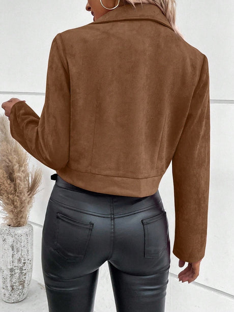 Short Lapel Zipper Deerskin Jackets