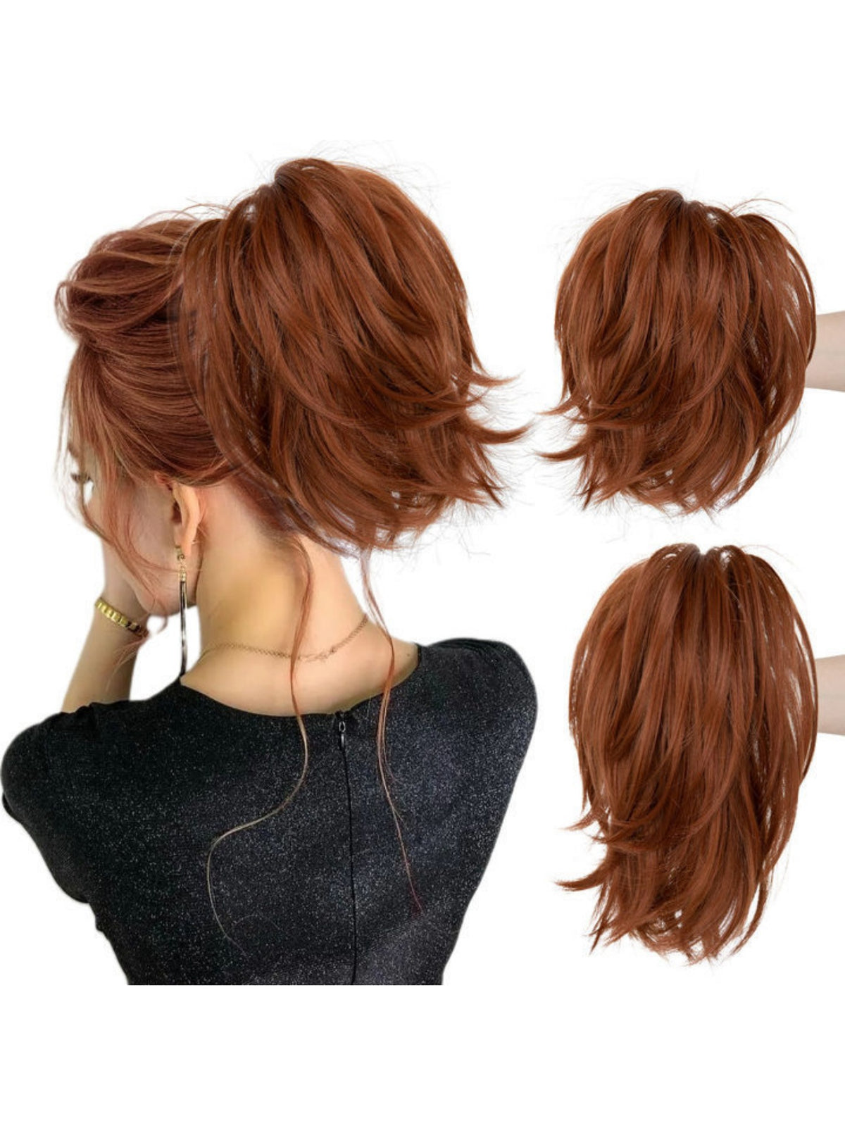 Short, Curled Ponytail Wig With Clip