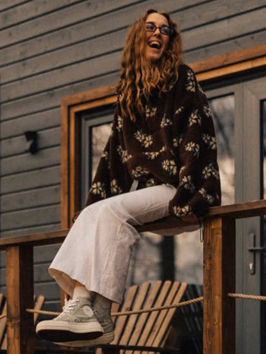 Fleece Floral Fashion Warm Fleece Sweatshirt