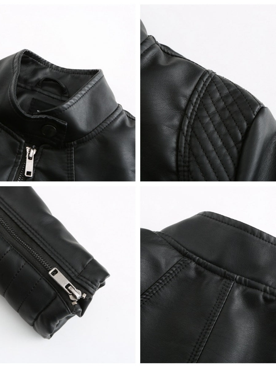 Street Cool Thin Three-dimensional Decoration Leather Jacket