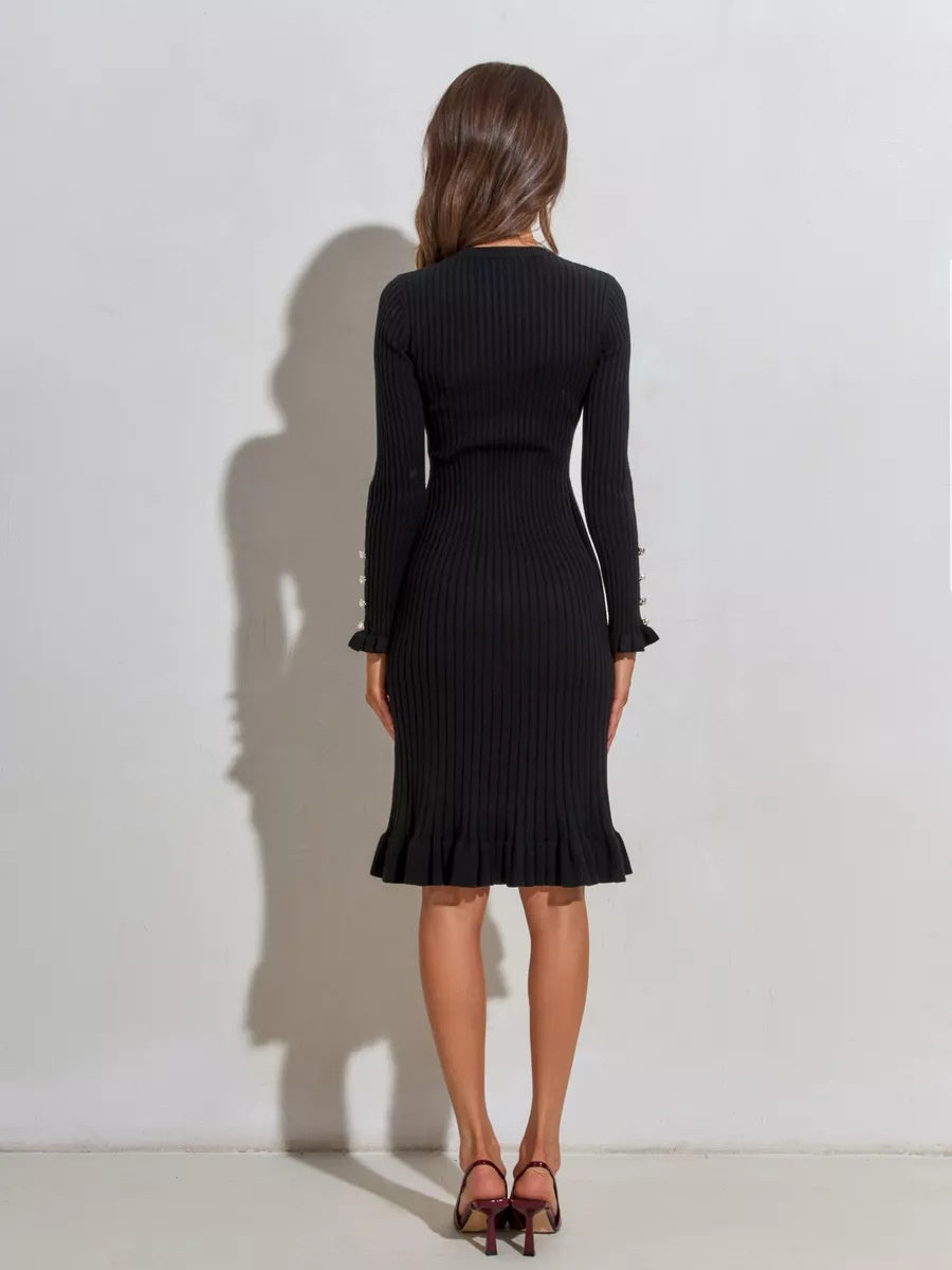 Over-the-knee Sweater, Button-down Knit Fishtail Midi Dress
